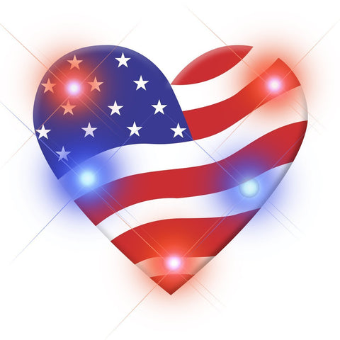USA Heart Flashing Body Light Lapel Pins