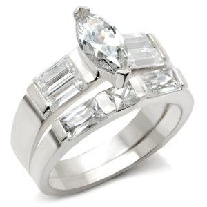 40911 - 925 Sterling Silver Ring High-Polished Women AAA Grade CZ Clear