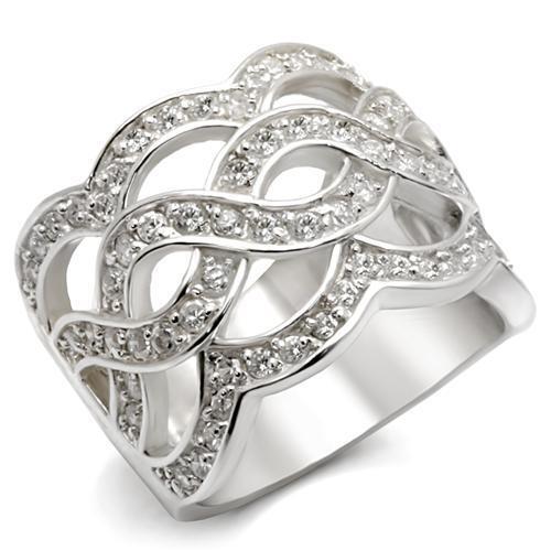 410117 - 925 Sterling Silver Ring High-Polished Women AAA Grade CZ White