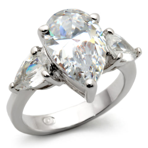 413409 - 925 Sterling Silver Ring High-Polished Women AAA Grade CZ Clear