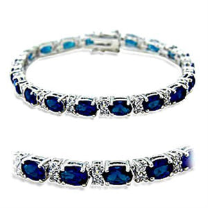 415501 - Brass Bracelet Rhodium Women Synthetic Sapphire
