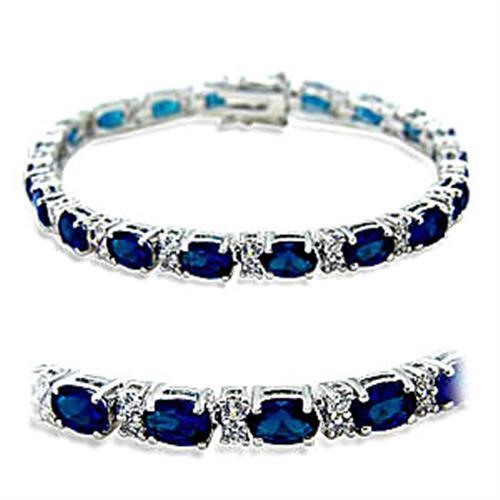 415501 - Brass Bracelet Rhodium Women Synthetic Sapphire