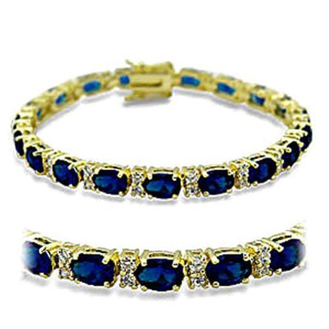 415504 - Brass Bracelet Gold Women Synthetic Sapphire