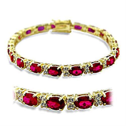 415505 - Brass Bracelet Gold Women Synthetic Ruby