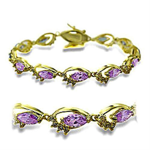 415702 - Brass Bracelet Gold Women AAA Grade CZ Light Amethyst