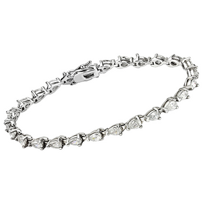 415803 - Brass Bracelet Rhodium Women AAA Grade CZ Clear