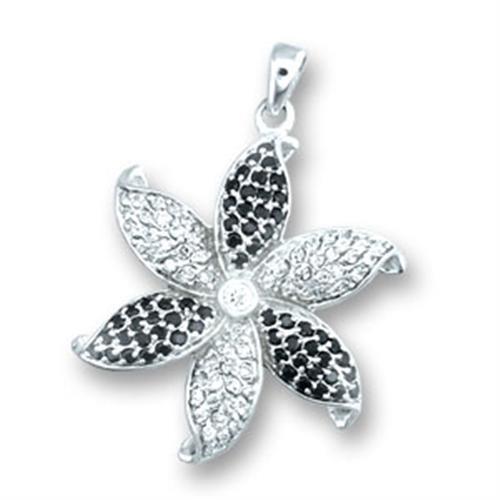 41608 - 925 Sterling Silver Pendant High-Polished Women AAA Grade CZ Clear