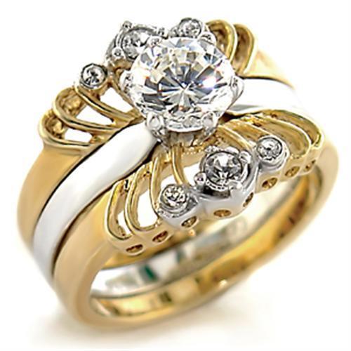 44710 - Brass Ring Gold+Rhodium Women AAA Grade CZ Clear