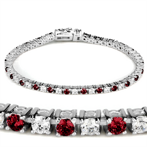 46902 - Brass Bracelet Rhodium Women Synthetic Ruby