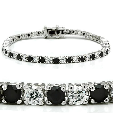 46903 - Brass Bracelet Rhodium Women AAA Grade CZ Black Diamond