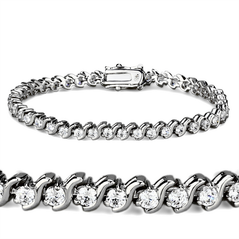 47203 - Brass Bracelet Rhodium Women AAA Grade CZ Clear