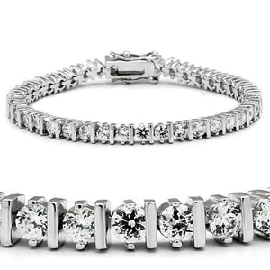 47206 - Brass Bracelet Rhodium Women AAA Grade CZ Clear