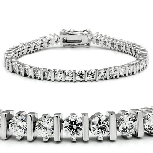 47206 - Brass Bracelet Rhodium Women AAA Grade CZ Clear