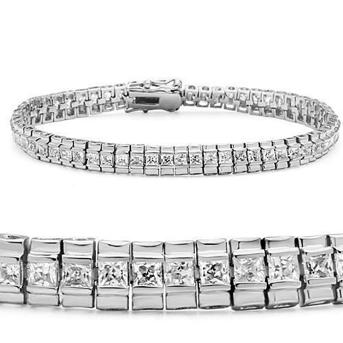 47304 - Brass Bracelet Rhodium Women AAA Grade CZ Clear