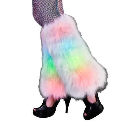 Multicolor Lights Burner Furry Leg Warmers