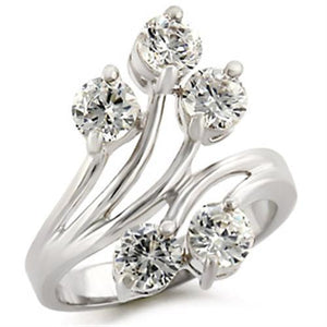 50113 - 925 Sterling Silver Ring High-Polished Women AAA Grade CZ Clear