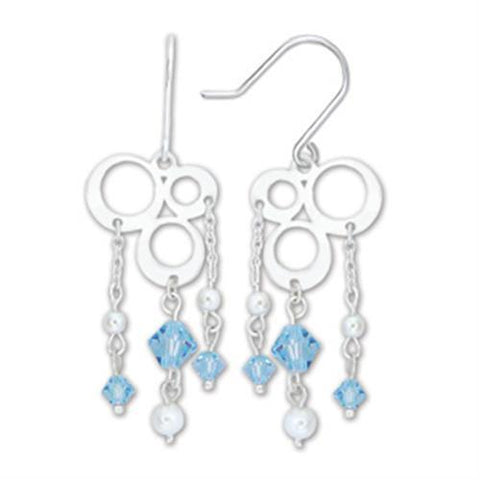 53903 - 925 Sterling Silver Earrings High-Polished Women Synthetic Sea Blue