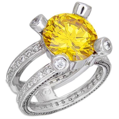 54909 - Brass Ring Rhodium + Ruthenium Women AAA Grade CZ Topaz