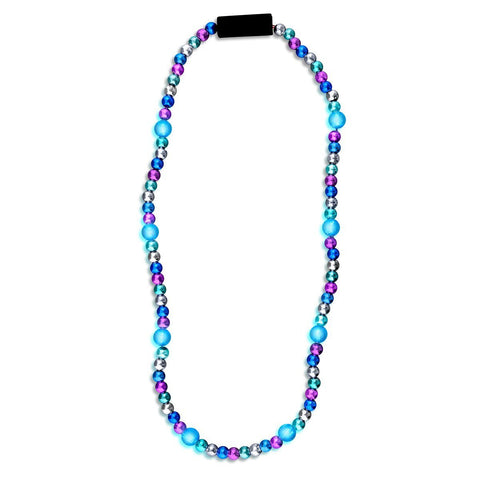 LED Bead Necklace Blue and Silver