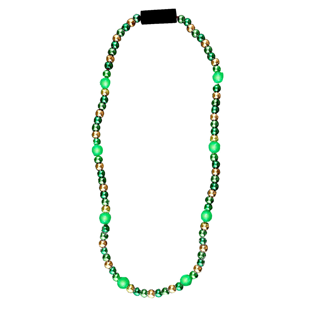 LED Bead Necklace Green and Gold