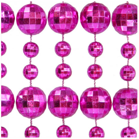 Round Disco Bead Necklace Pack of 12 Pink