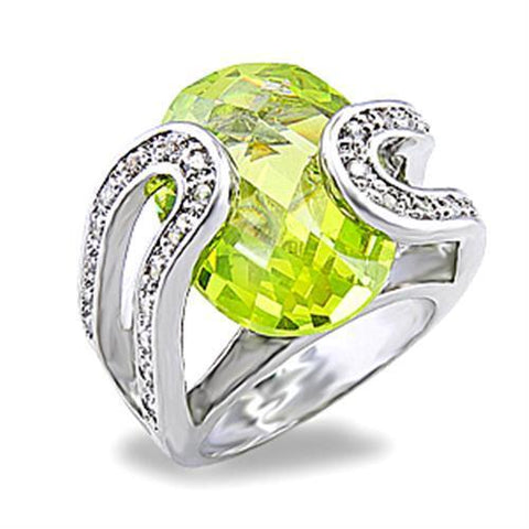 5X004 - Brass Ring Rhodium Women AAA Grade CZ Apple Green color