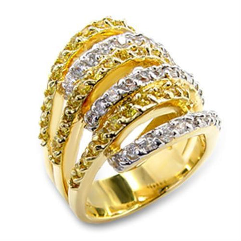 60110 - Brass Ring Gold+Rhodium Women AAA Grade CZ Topaz