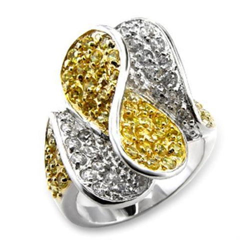 60118 - Brass Ring Gold+Rhodium Women AAA Grade CZ Topaz