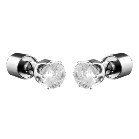 LED Faux Diamond Pierced Earrings White