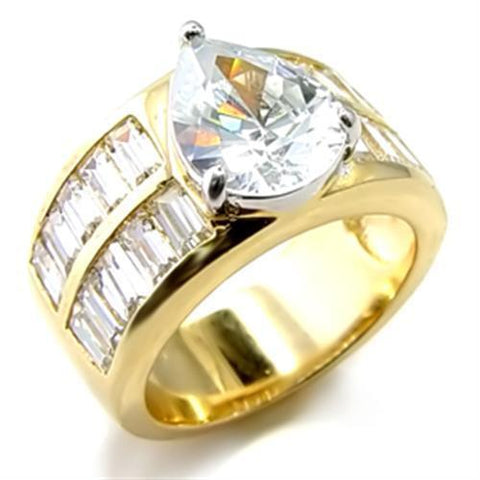 6X015 - Brass Ring Gold+Rhodium Women AAA Grade CZ Clear