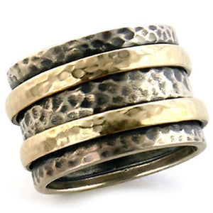 6X093 - Brass Ring Matte Gold & Rhodium Women No Stone No Stone
