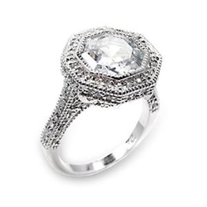 6X211 - 925 Sterling Silver Ring High-Polished Women AAA Grade CZ Clear