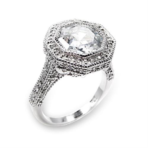 6X211 - 925 Sterling Silver Ring High-Polished Women AAA Grade CZ Clear