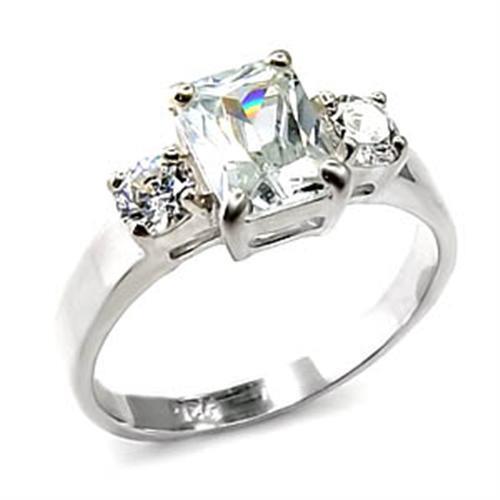 6X247 - 925 Sterling Silver Ring High-Polished Women AAA Grade CZ Clear