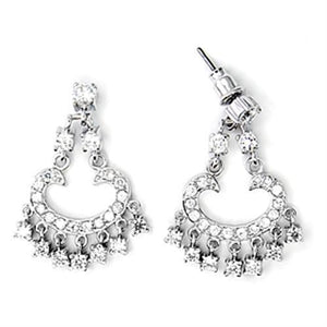 6X267 - 925 Sterling Silver Earrings High-Polished Women AAA Grade CZ Clear