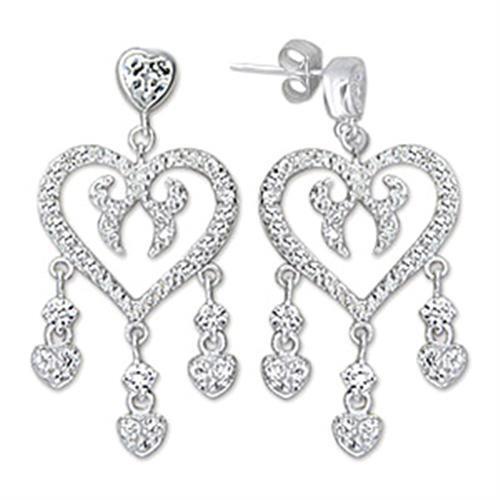 6X278 - 925 Sterling Silver Earrings High-Polished Women AAA Grade CZ Clear