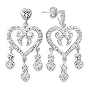 6X278 - 925 Sterling Silver Earrings High-Polished Women AAA Grade CZ Clear