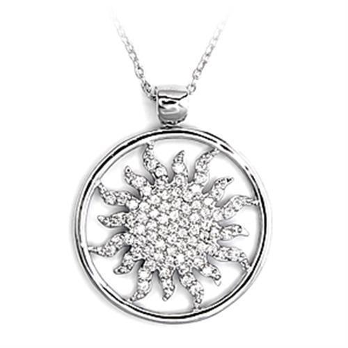 6X324 - 925 Sterling Silver Chain Pendant High-Polished Women AAA Grade CZ Clear