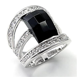 7X055 - Brass Ring Rhodium Women AAA Grade CZ Jet