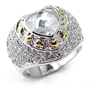 7X066 - Brass Ring Reverse Two-Tone Women AAA Grade CZ Clear