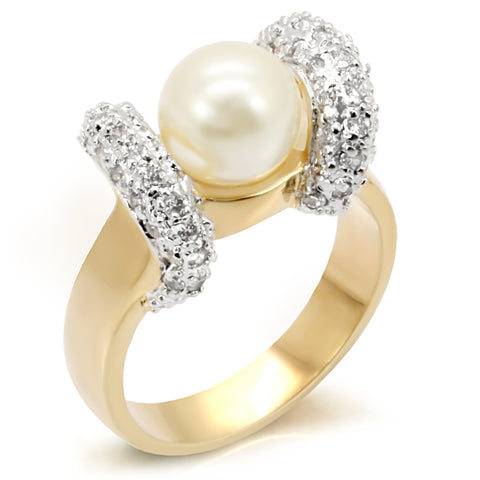 7X114 - Brass Ring Gold+Rhodium Women Synthetic White