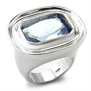 7X165 - 925 Sterling Silver Ring Rhodium Women Synthetic Sea Blue
