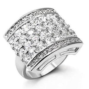 7X174 - 925 Sterling Silver Ring High-Polished Women AAA Grade CZ Clear