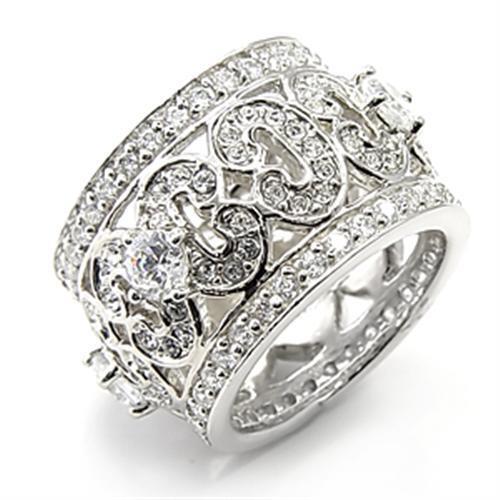 7X182 - 925 Sterling Silver Ring Rhodium Women AAA Grade CZ Clear