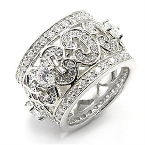 7X182 - 925 Sterling Silver Ring Rhodium Women AAA Grade CZ Clear