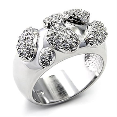 7X228 - 925 Sterling Silver Ring Rhodium Women AAA Grade CZ Clear