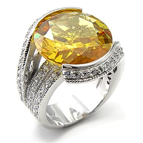 7X288 - 925 Sterling Silver Ring Rhodium Women AAA Grade CZ Topaz