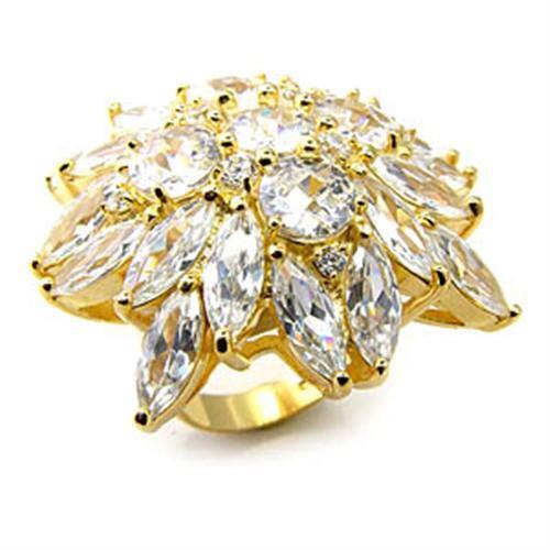 7X351 - 925 Sterling Silver Ring Gold Women AAA Grade CZ Clear