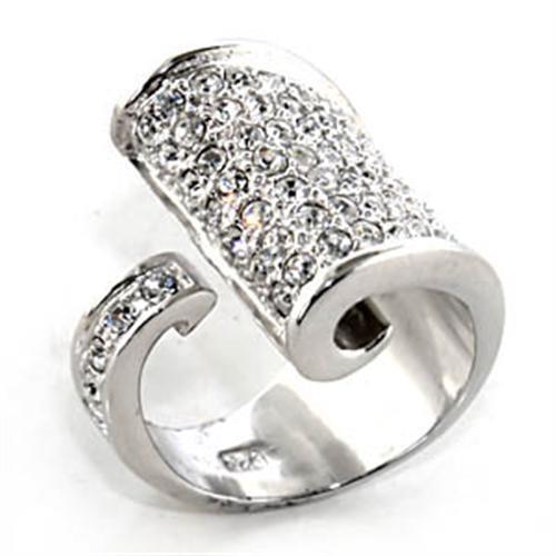 7X428 - 925 Sterling Silver Ring Rhodium Women Top Grade Crystal Clear