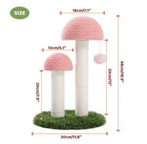Mushroom Cat Scratching Post with Ball